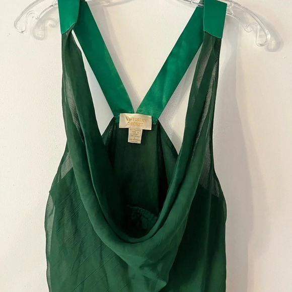 Victoria's Secret Gold Label Emerald Green Slip Chemis  Built in Shorts Sheer L - Picture 12 of 13